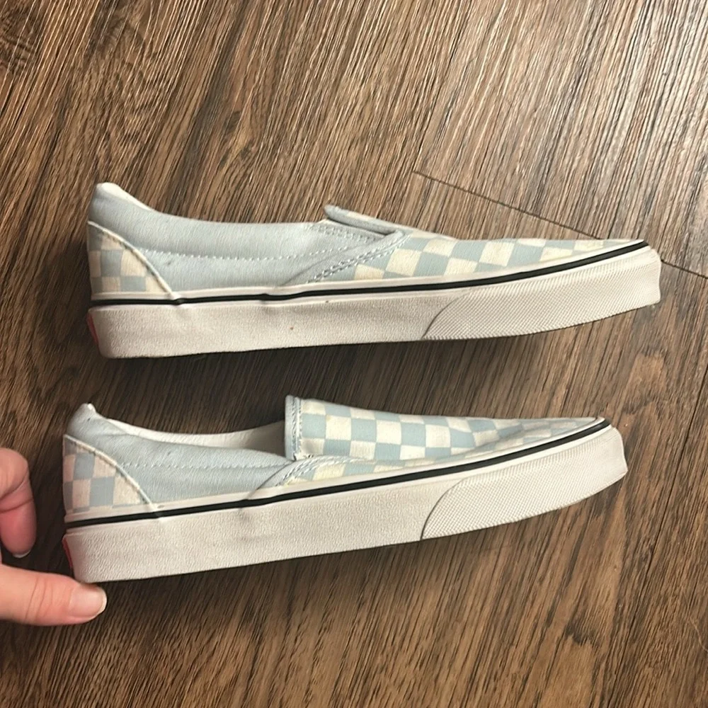 Vans Blue and White Checkered Slip-On Sneakers - Picture 4 of 5